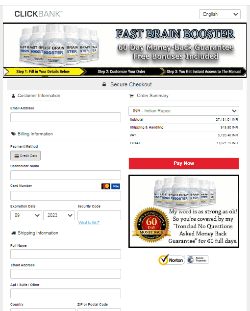 Fast Brain Booster Order Page